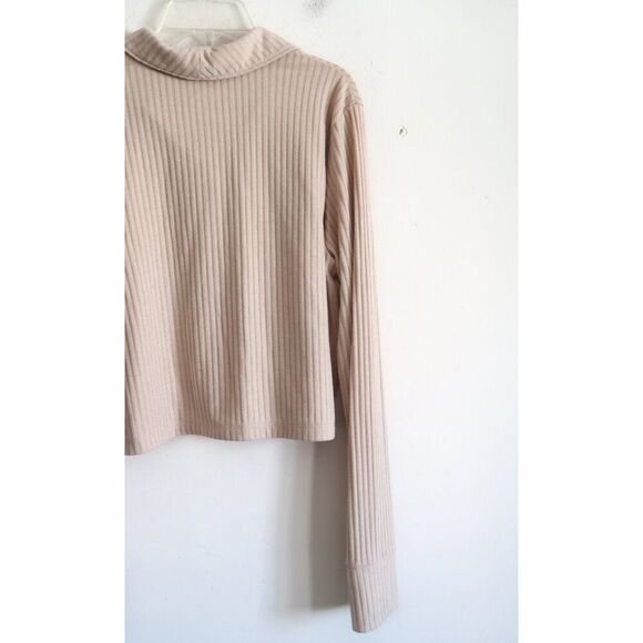 Madewell MWL Brushed Cotton Ribbed Crop Button Front Shirt - Size Large - Picture 5 of 8